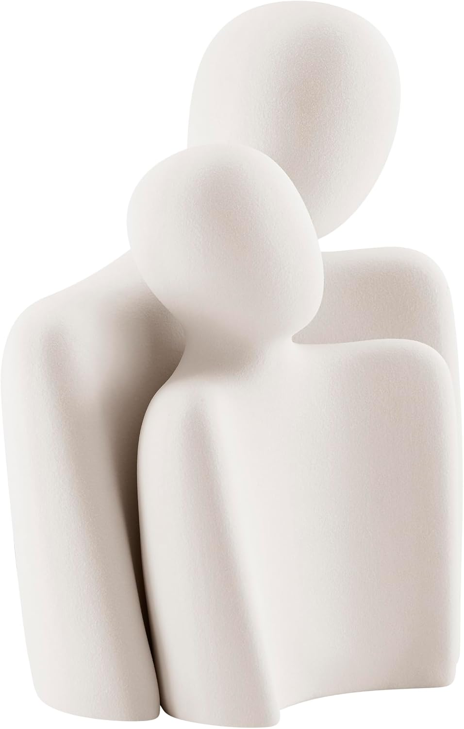. Hans Abstract Nesting Two Piece Couple Decorative Accent Matte Ceramic Sculpture Figure / Cream