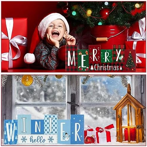 Hello Winter and Merry Christmas Wooden Sign Office Home Decor