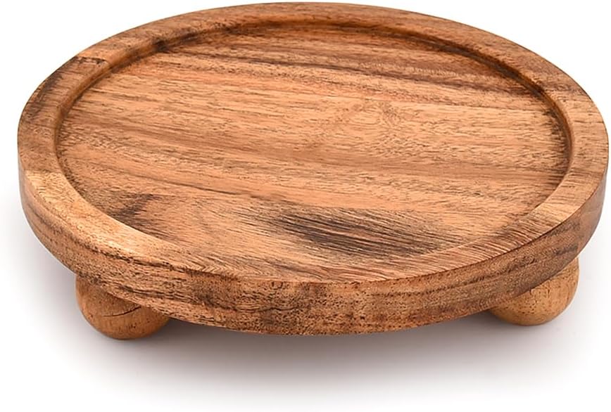 Display Stand Acacia Wood Round Wooden Display Stand Tray for Display Farmhouse