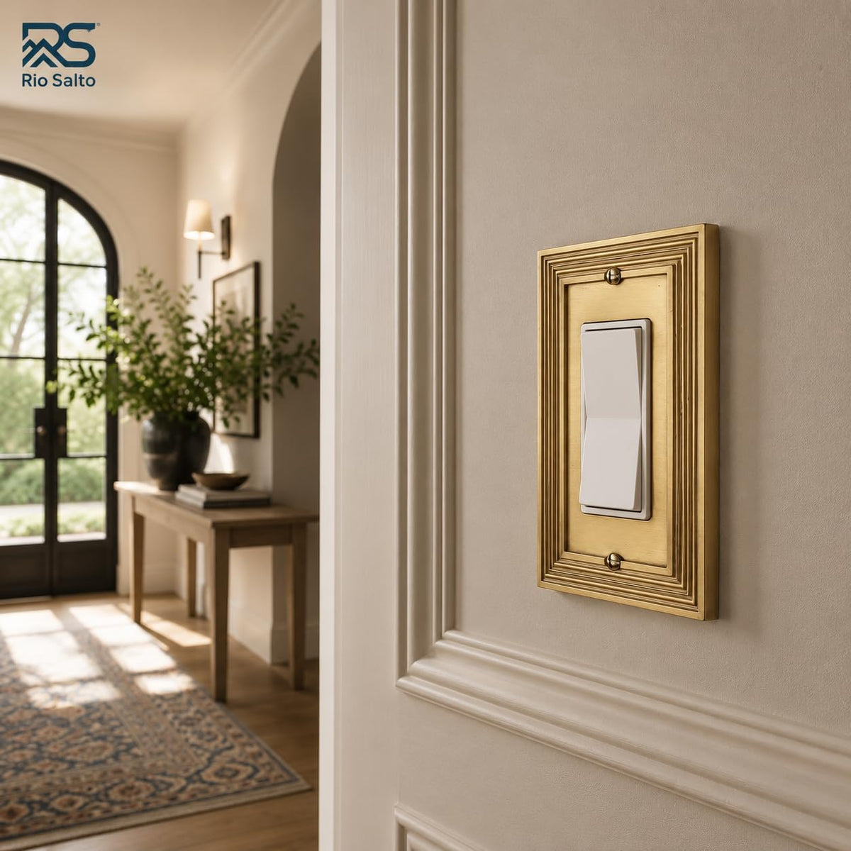 Rio Salto Gold Light Switch Cover Plate Rocker Switch Plate Decorator GFCI Metal Outlet Covers Light Switch Plate Wall