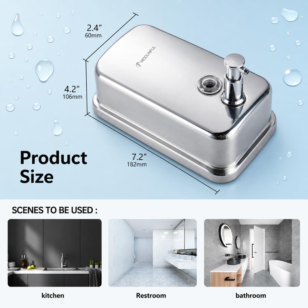 Stainless Steel Soap Dispenser for Kitchen Wall Mount – 27oz Vertical | Durable Design for Busy Households, Family Use