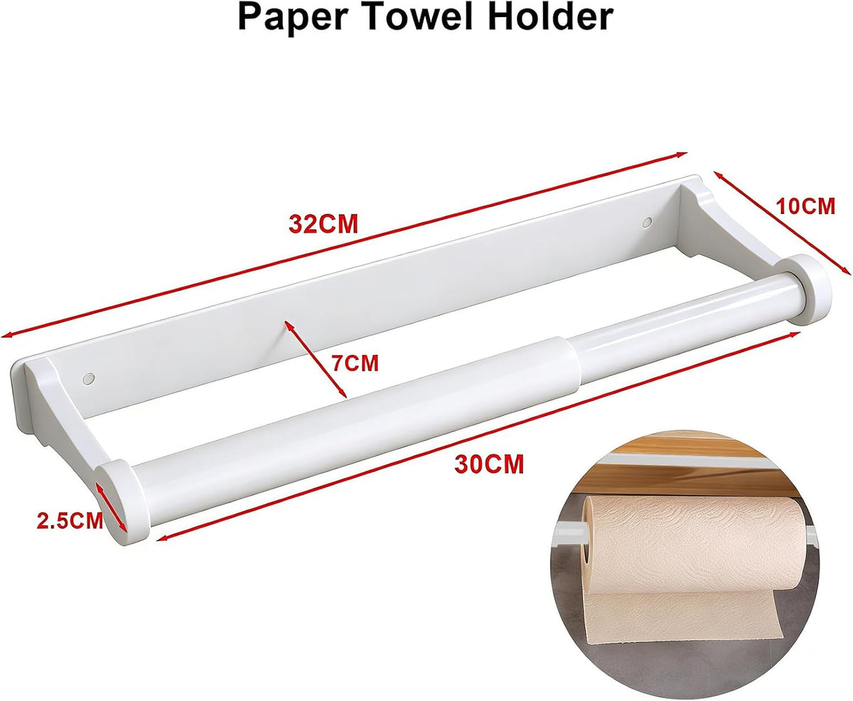 MONEER Kitchen Roll Holder Under Cabinet, Paper Towel Holder, Aluminum Alloy Kitchen Towel Holders, Self Adhesive