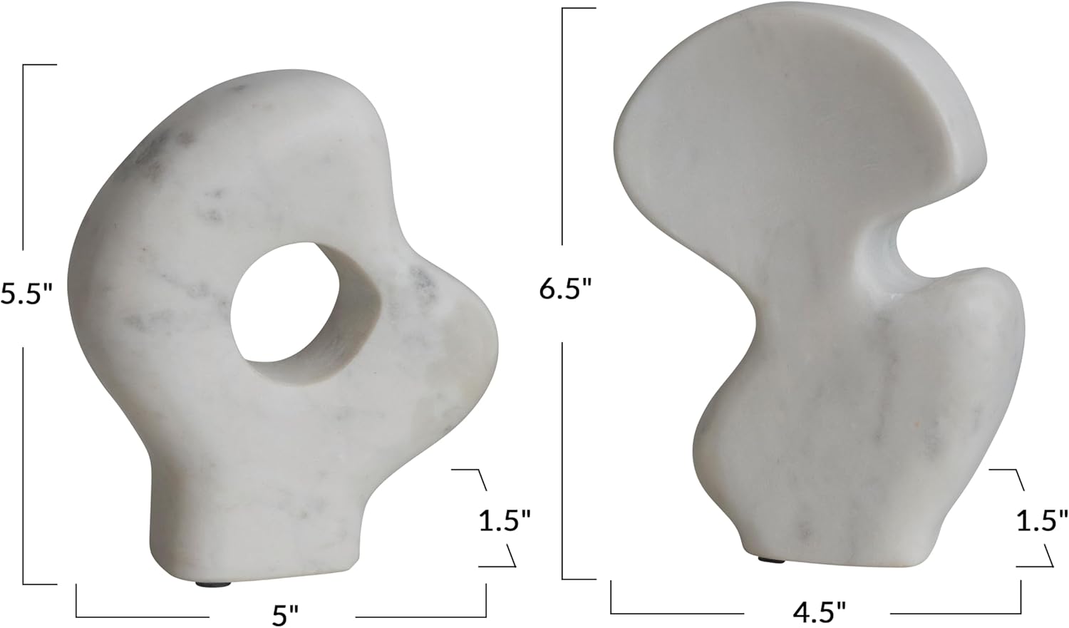 Decorative Abstract Marble Sculptures / White / Set of 2