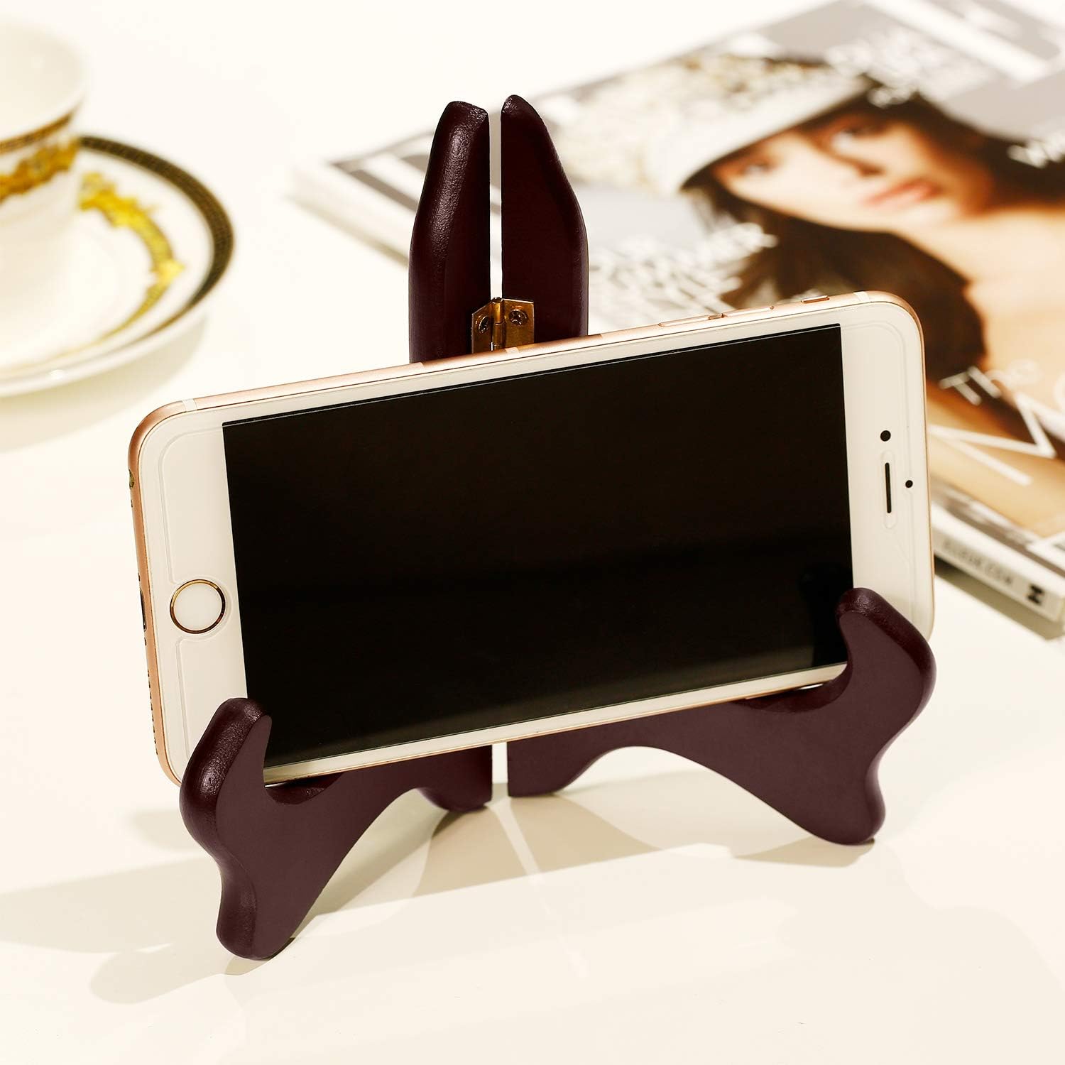 4 Packs Wooden Display Stand Decorative Plate Stands for Display Picture Frame Holder / Red / 7 Inch