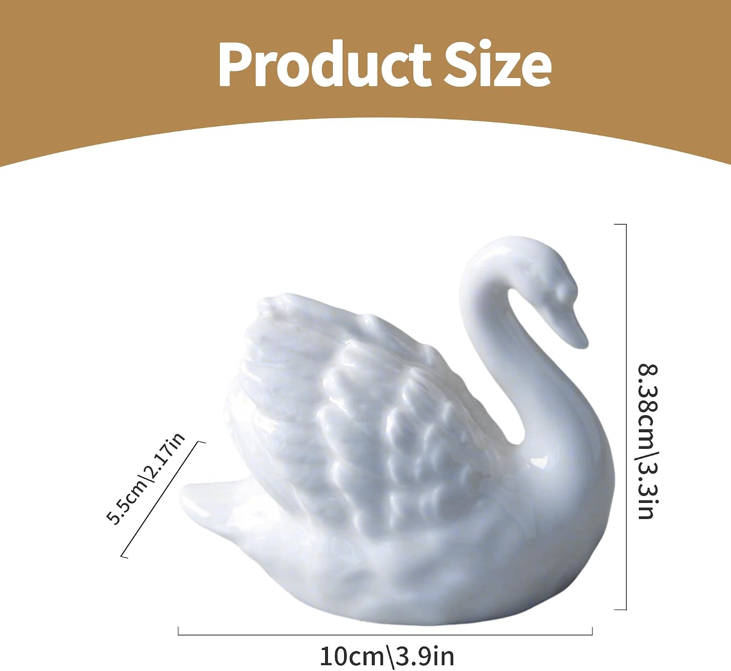 & White Ceramic Swan Figurine / Black