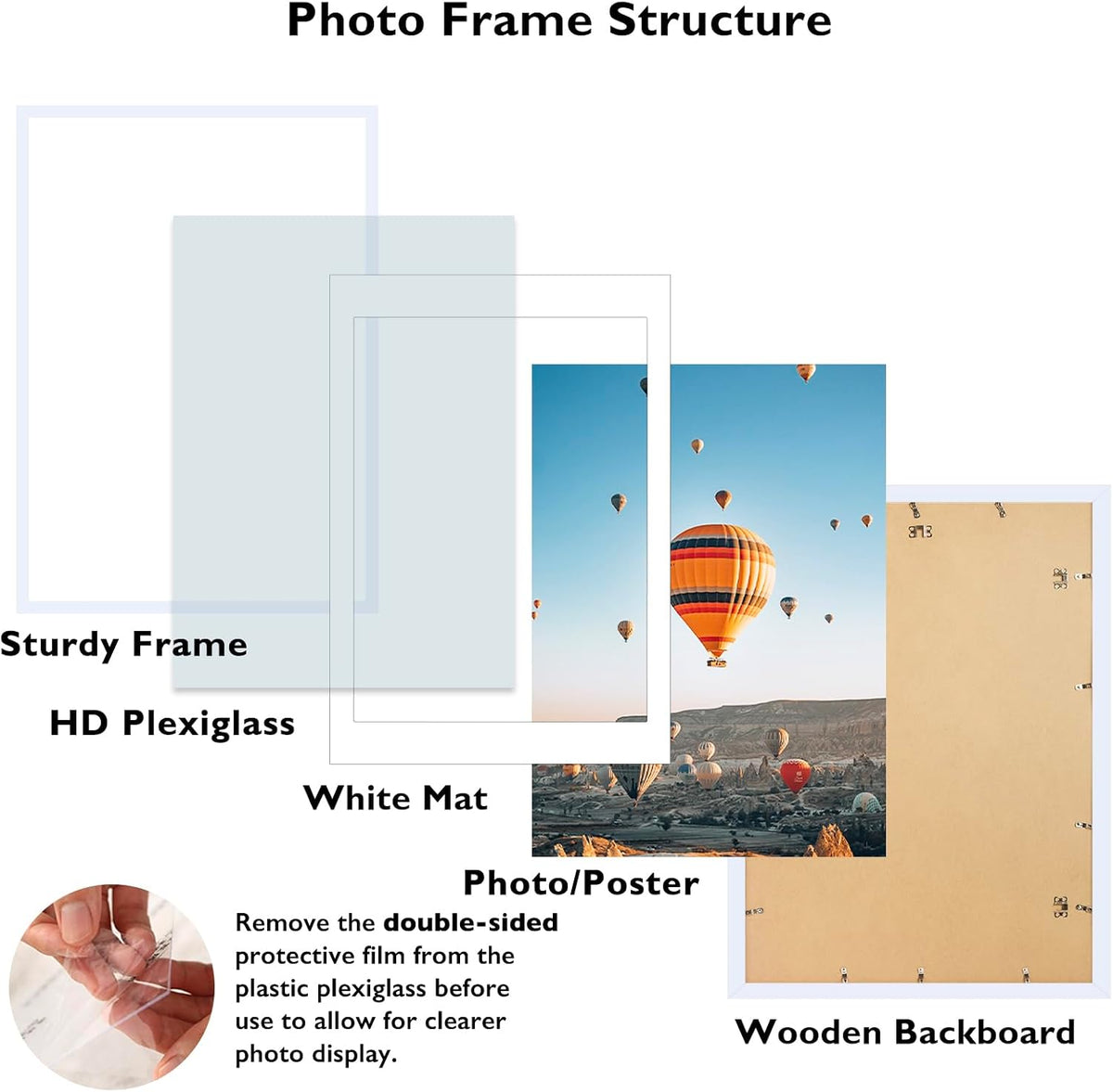 JCJMY 16x24 Picture Frame with Mat for Poster Photo and 40x60 cm Canvas, Display 14x20 with Mat or 16 x 24 without
