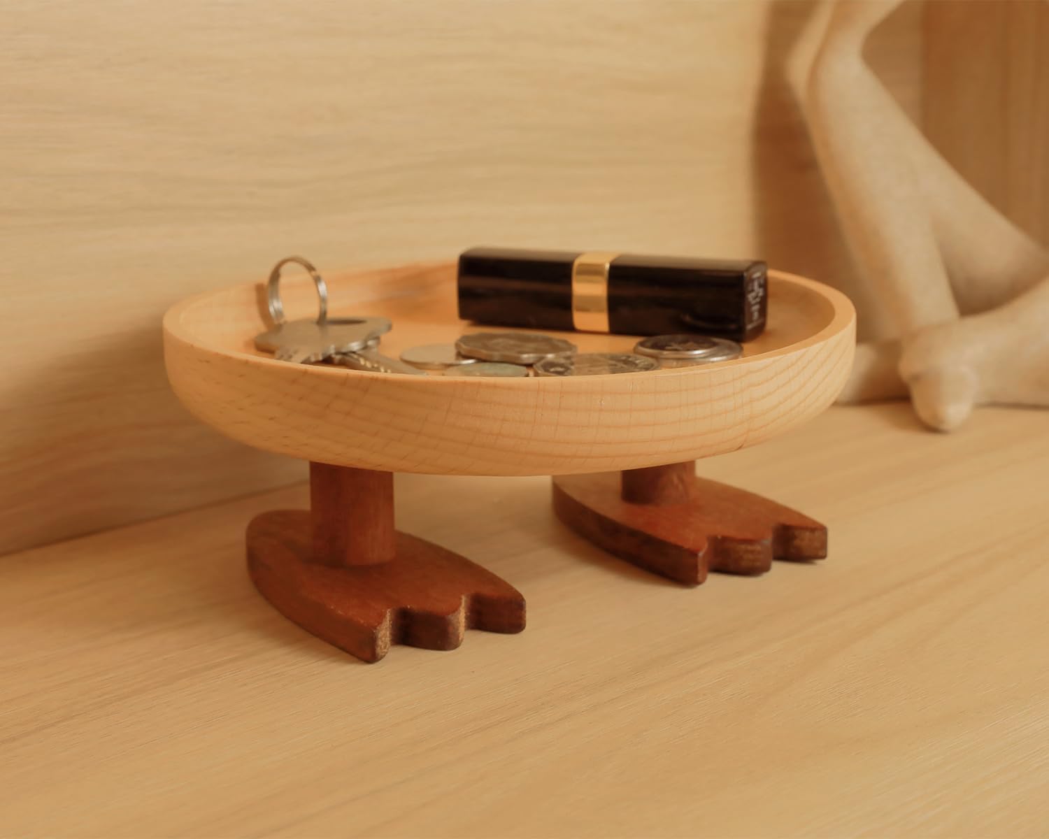 Key Tray / Valet Tray / Natural Wood / Round