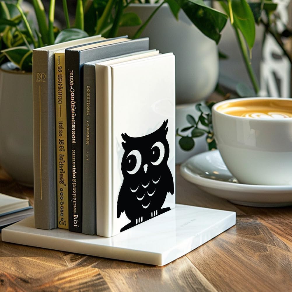 Metal Bookends / Modern Decorative Heavy Duty Study Book Support Stoppers / Owl