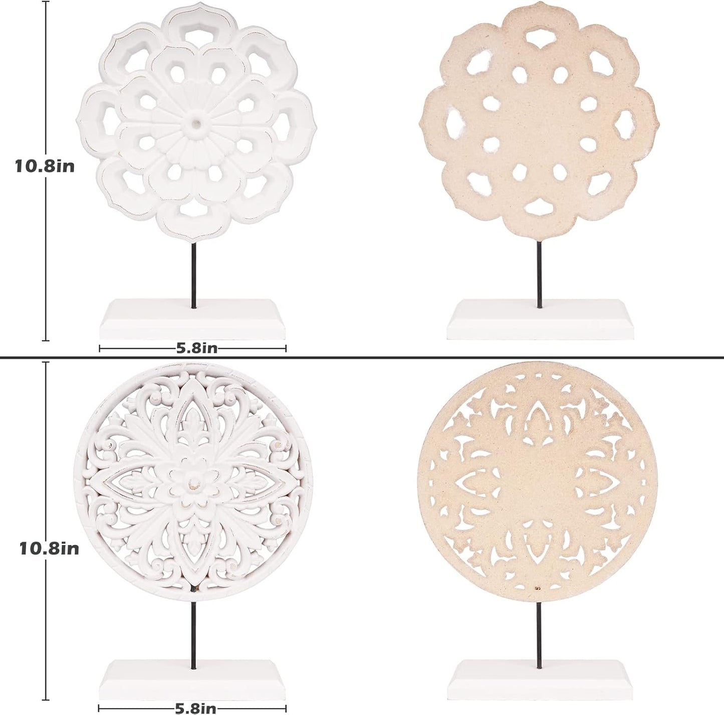 Rustic Distressed MDF Statues Home Tabletop / White / Set of 2