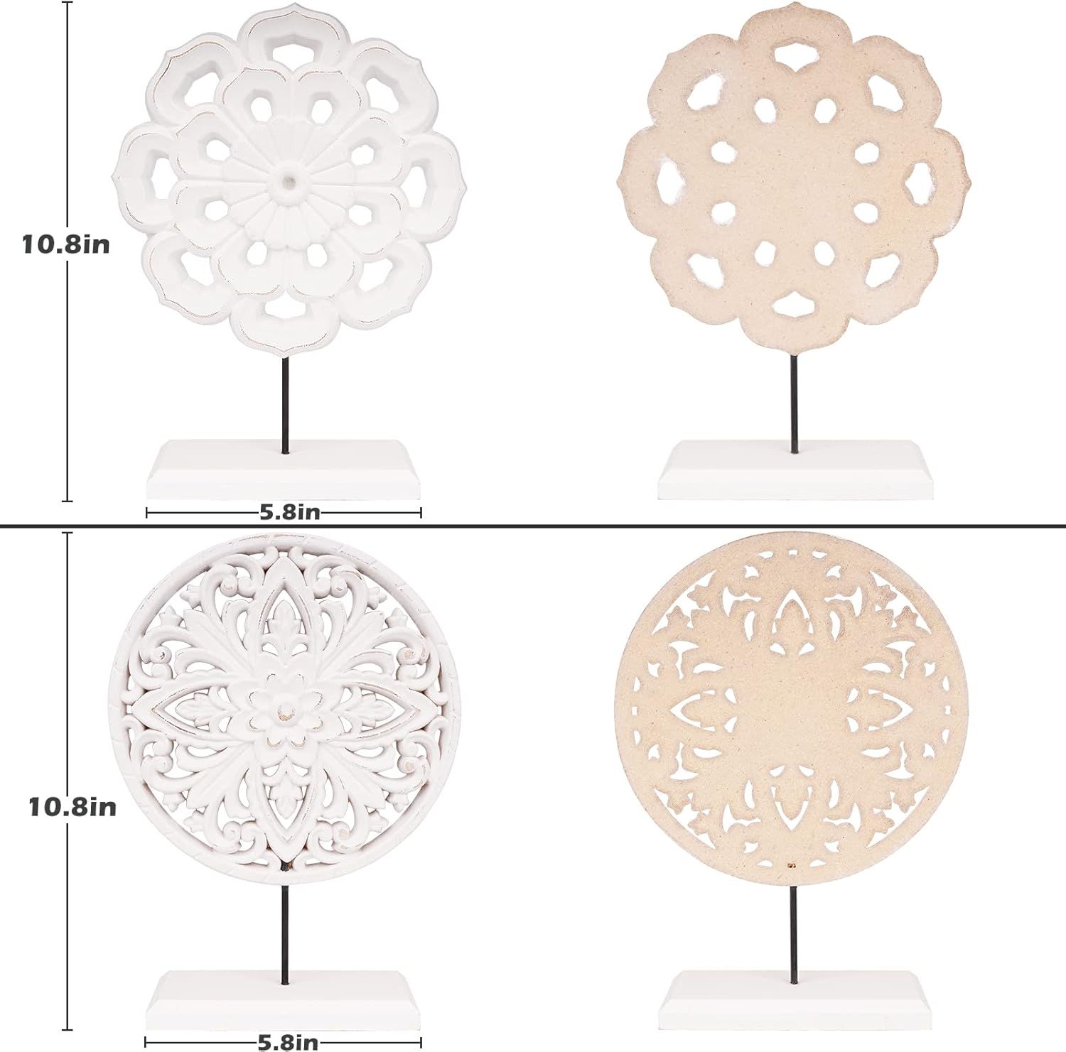 Rustic Distressed MDF Statues Home Tabletop / White / Set of 2