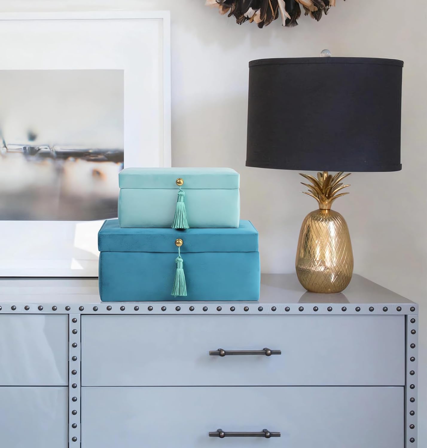 Velvet Jewelry Boxes Decorative Boxes / Blue