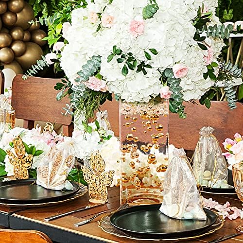 Junkin 300 Pcs Faux Pearl Vase Filler No Hole Beads, Gold