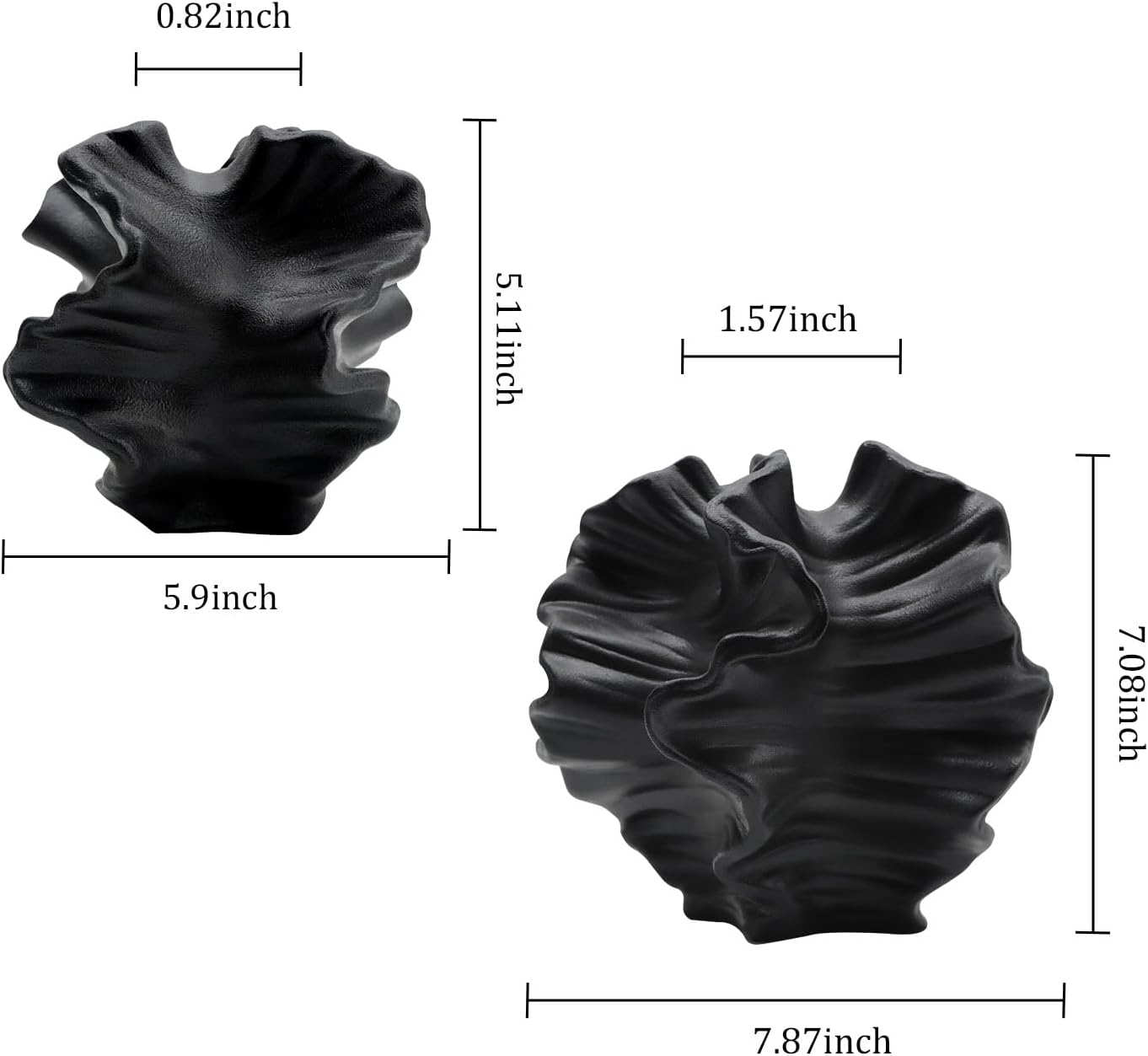 Ceramic Vase / Flower Shape Black / Set of 2