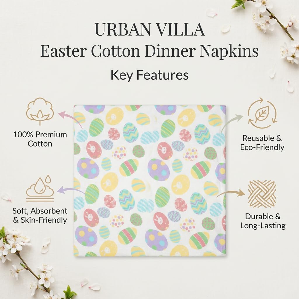 Urban Villa Cloth Napkins Cotton 20x20 (Set of 12) Egg Print