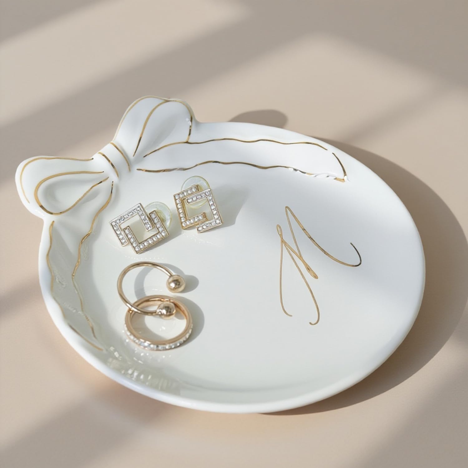 Custom Initial Ceramic Jewelry Tray / M