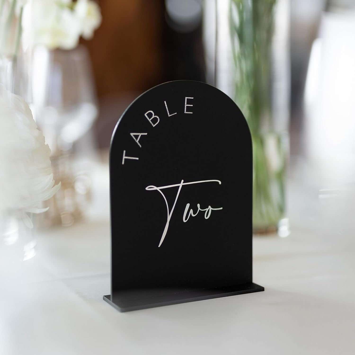 Black Arch Wedding Table Numbers 1-25 With Stands, 5x7 Inch Acrylic Arch Sign and Holder for Reception Centerpiece
