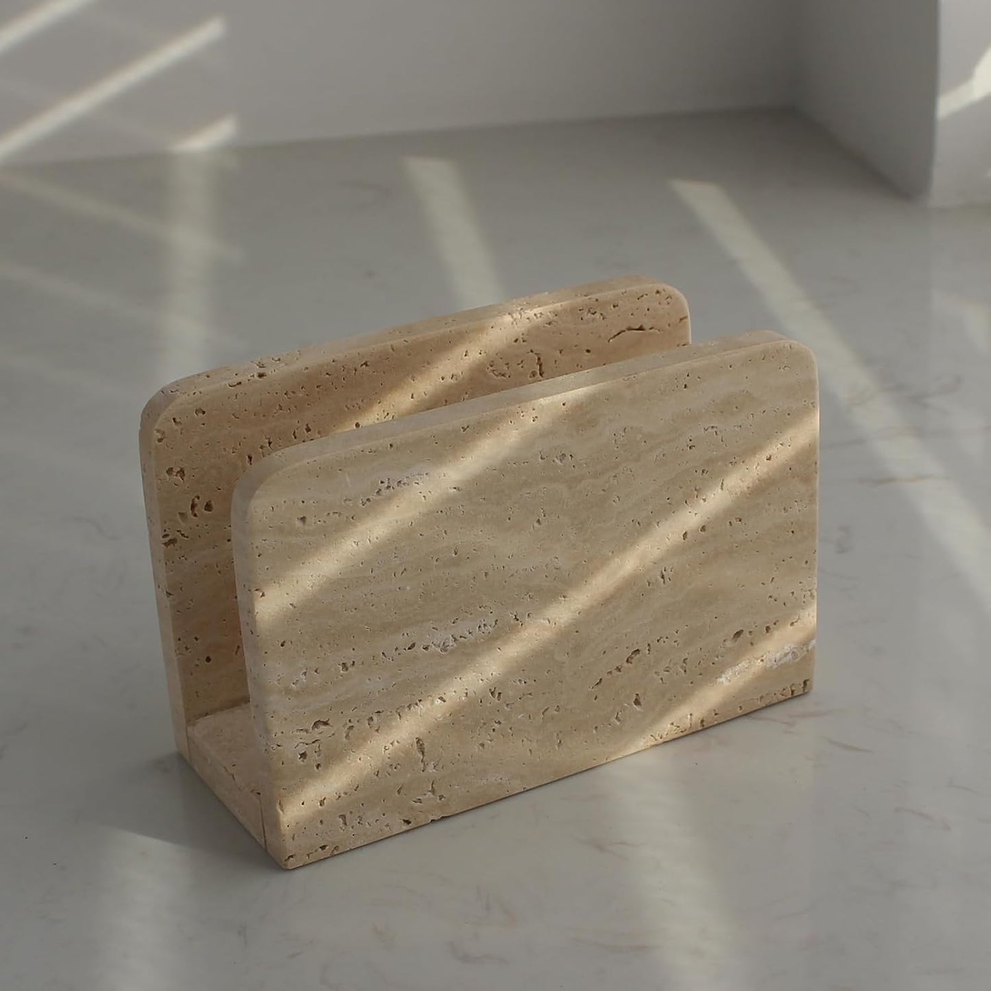 Travertine Napkin Holder / Small / Natural