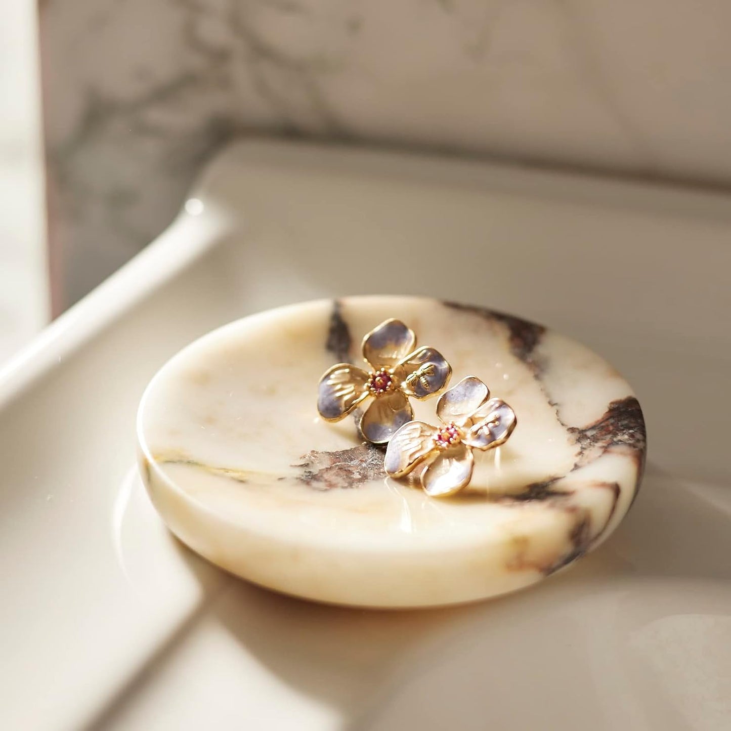 Trinket Dish Ring Holder / 4" R / Calacatta Viola