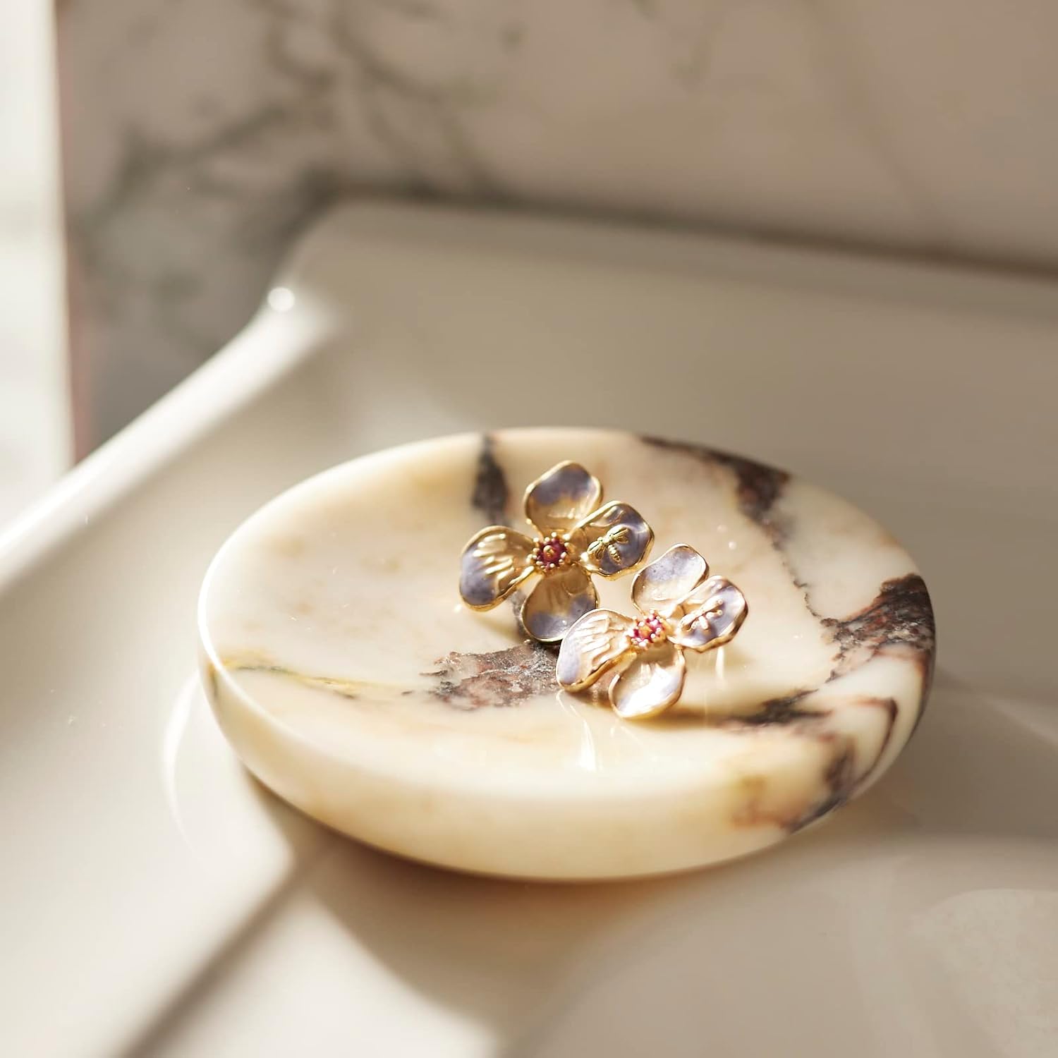 Trinket Dish Ring Holder / 4" R / Calacatta Viola