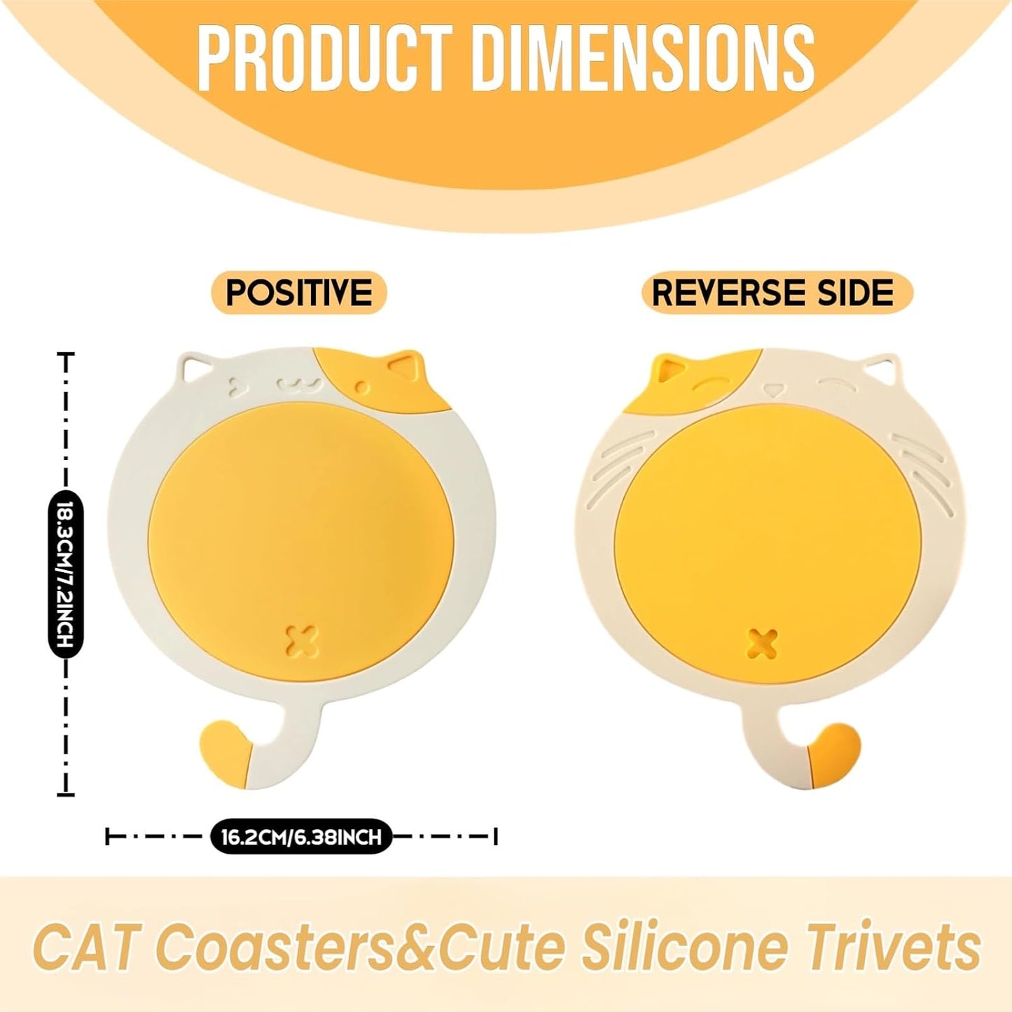 Cat Coasters for Drinks / 7.2 x 6.38 / Set of 4