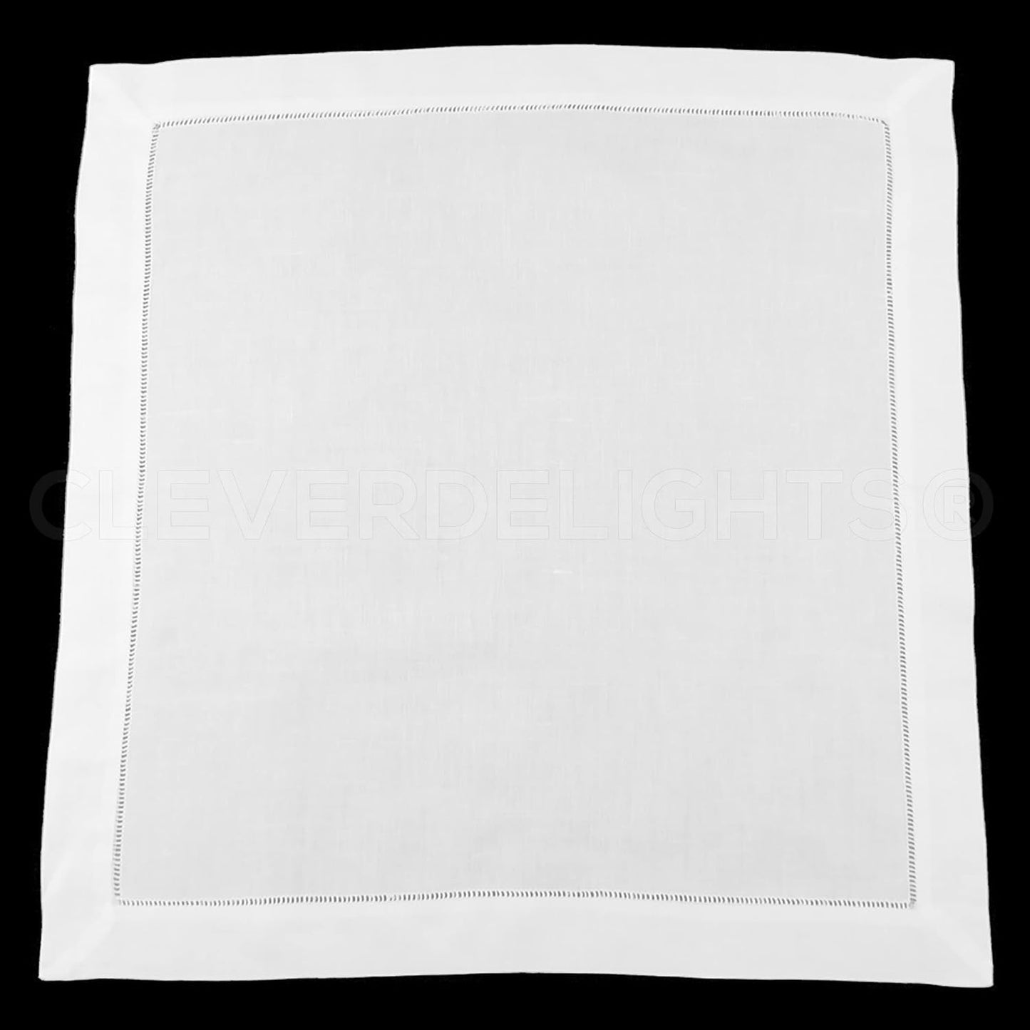 CleverDelights 20" White Hemstitch Dinner Napkins - 12 Pack - 55/45 Linen Cotton Blend