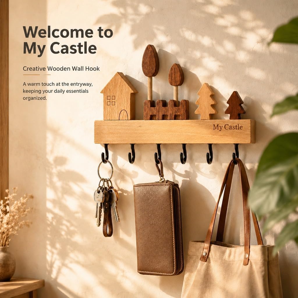 Rustic Solid Wood Entryway Organizer / Style A