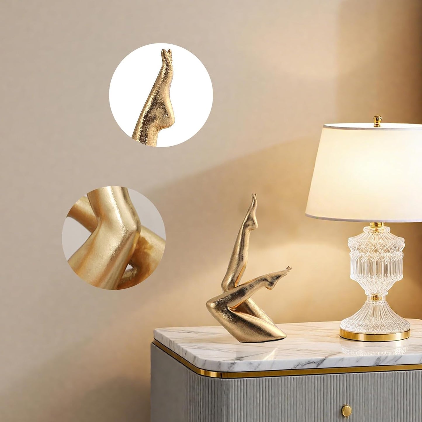 Golden Legs Sculpture Elegant Resin Home Decor Legs Statues Versatile Indoor/Outdoor / Bent Leg