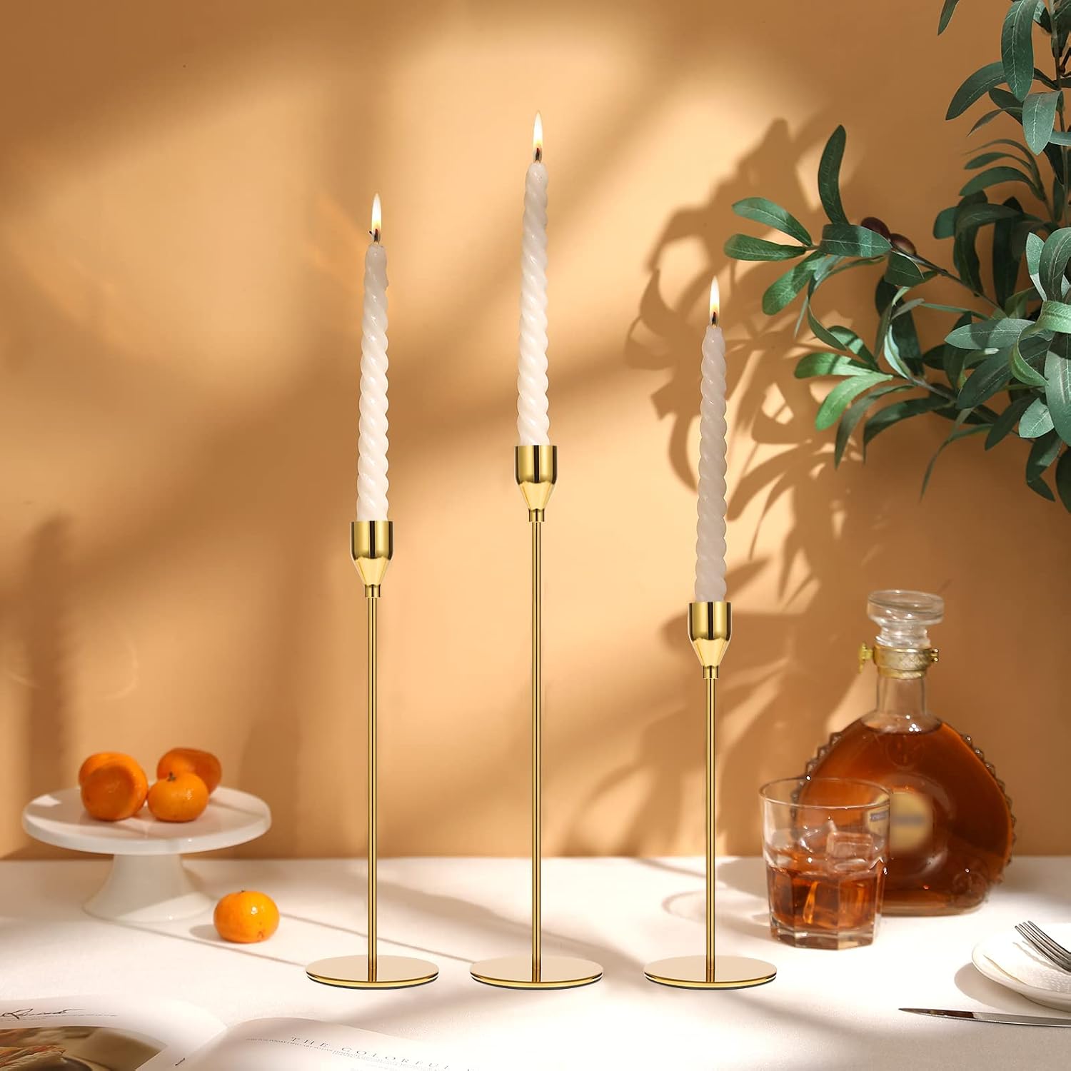 Set of 6 Gold Candlestick Holders Taper Candle Holders Candle Holders Decorative Candlestick Holder for Home Decor