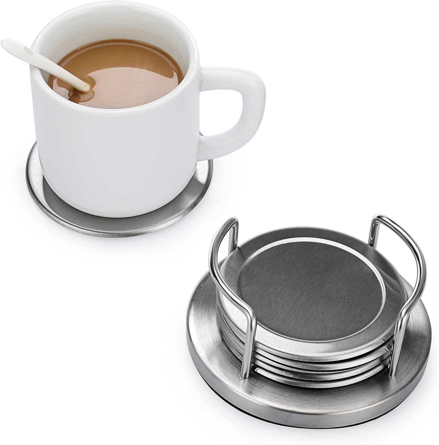 Holder & Sponge Bottom / Silver / Set of 6