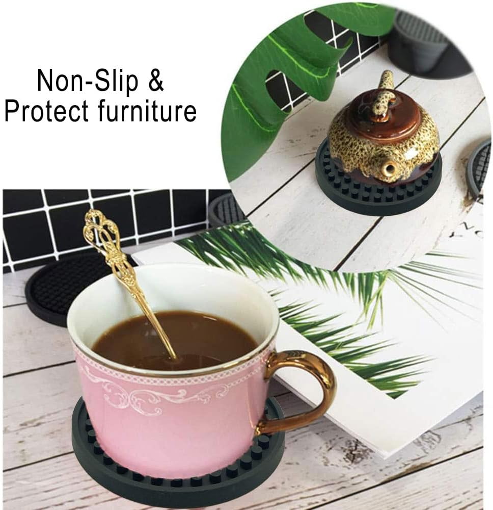 Silicone Drink Coasters / Black / Set of 12