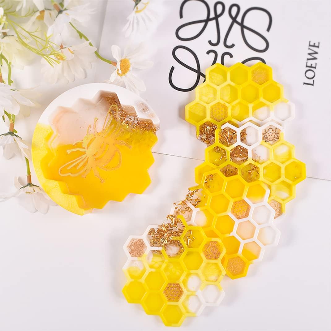 5-Piece Honeycomb Coaster UV Resin Molds / Honeycomb Coaster Mold