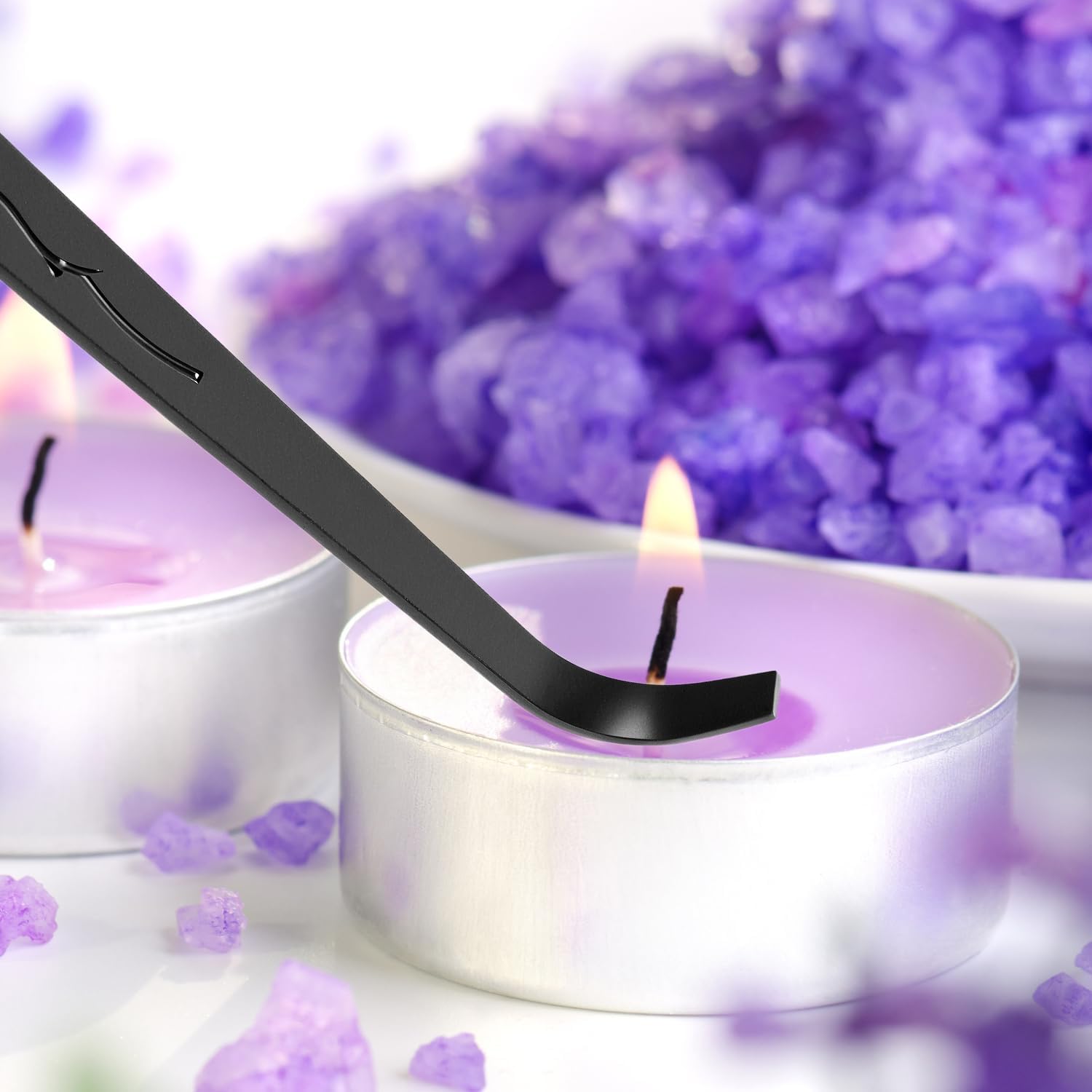 QWORK® 3 in 1 Candle Snuffer Set, Stainless Steel Wick Scissors for Candles, Candle Care Set with Extinguisher Tongs