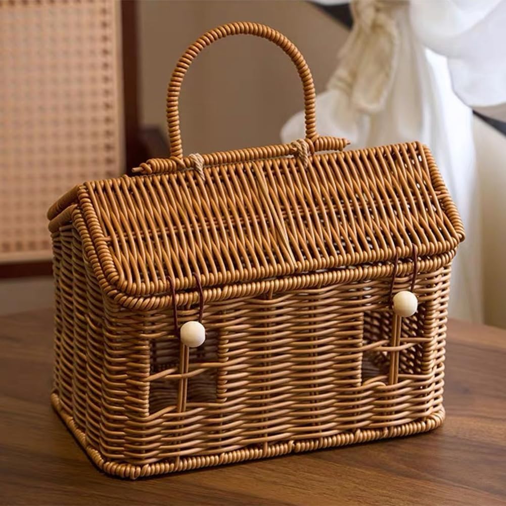 House-Shaped Wicker Basket / Set of 3
