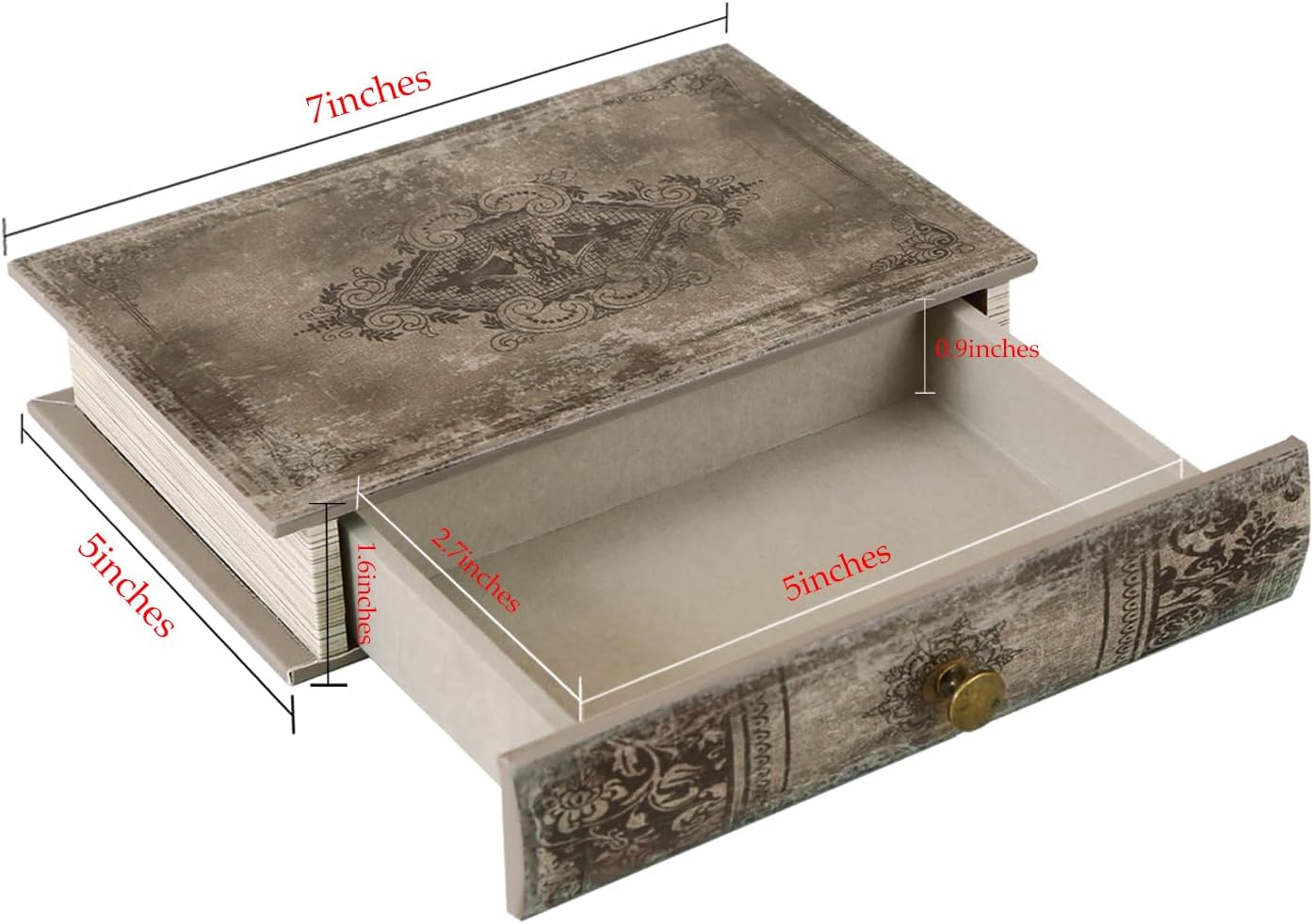 Vintage Book-Shaped Storage Box / S / Distressed Vintage Brown