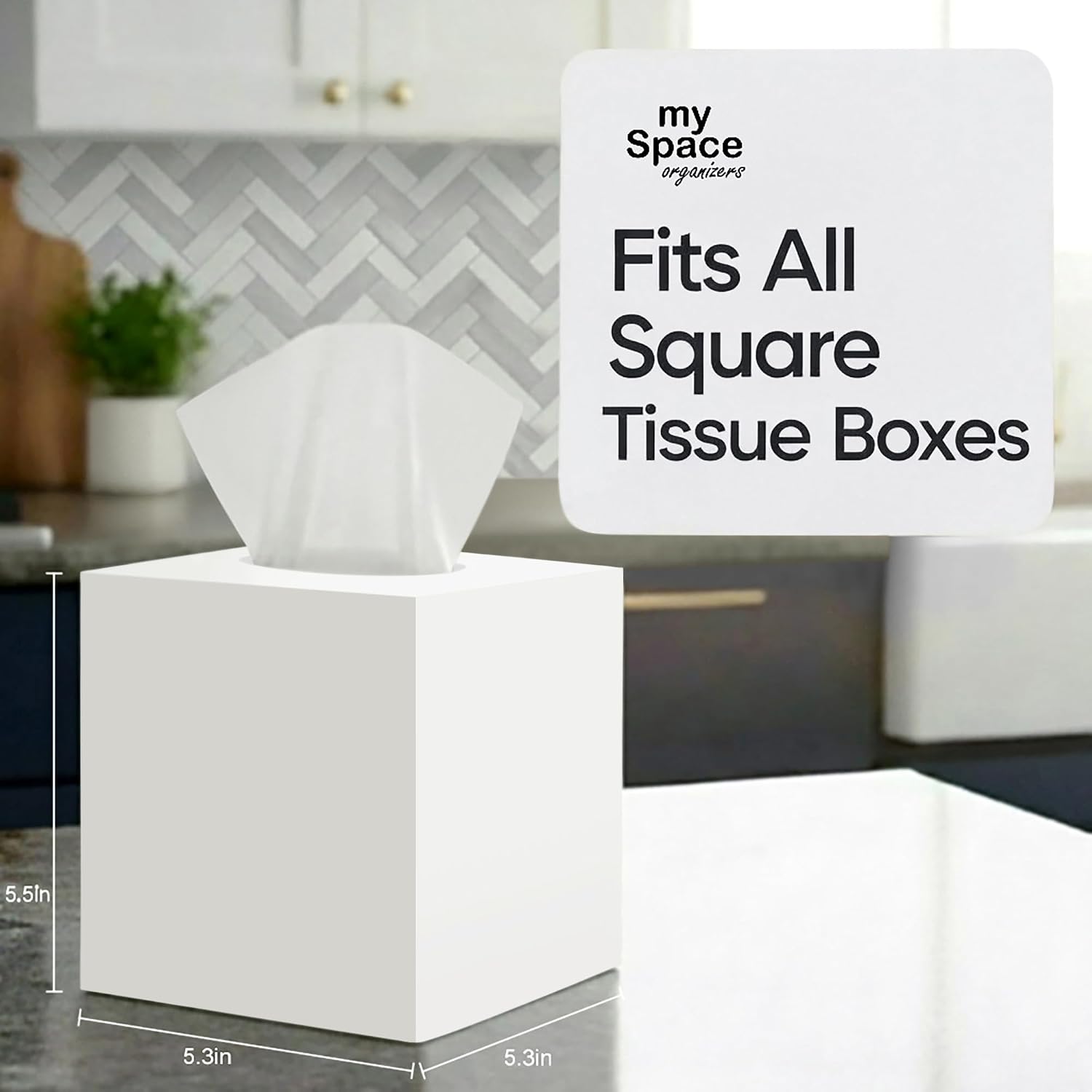 Acrylic Tissue Cover / White / Square