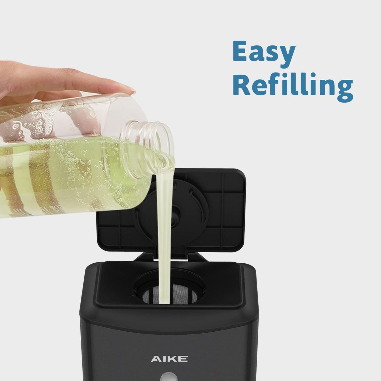 AIKE Heavy Duty Automatic Soap Dispenser,37oz for Bathroom,Matteblack Steel | 5-Level and Savety Key for