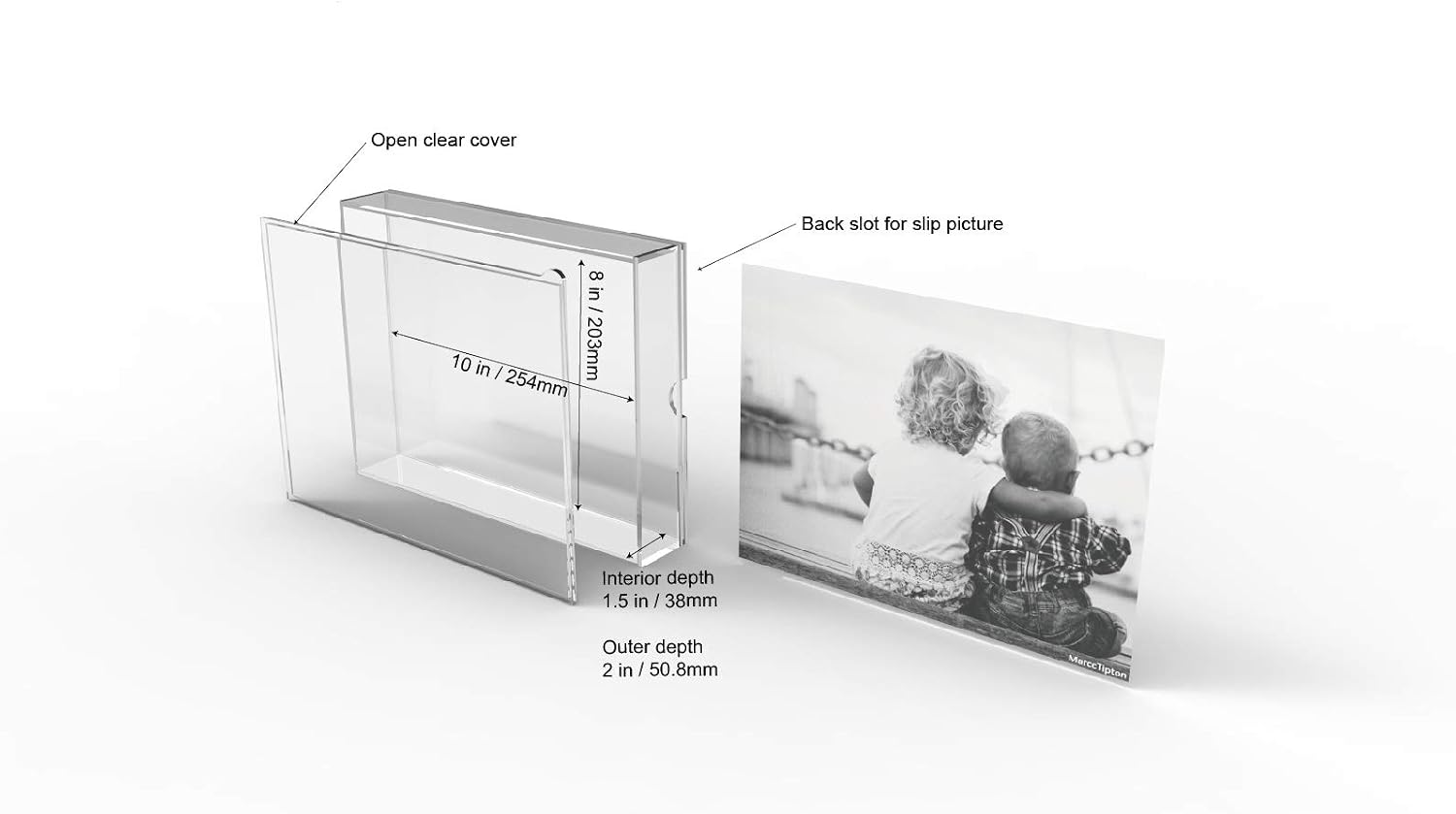 8x10 Shadow Box Frame, Acrylic Photo Picture Frame, DIY Tabletop Display Case, All Clear Memory Box for Dried