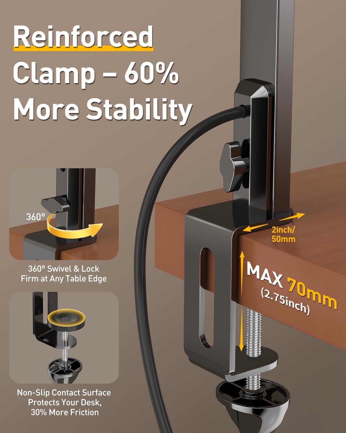 GUARDKING Desk Lamp for Home Office with Clamp 33.4" 5 Color & 5 Brightness | Led Desk Light with Remote Control