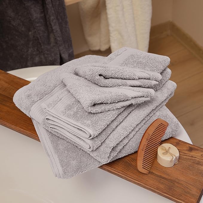 CTT - Luxury 6 Piece Towel Set, 100% Turkish Cotton, Quick Drying, Highly Absorbent & Comfy, Includes 2 Bath Towels, 2