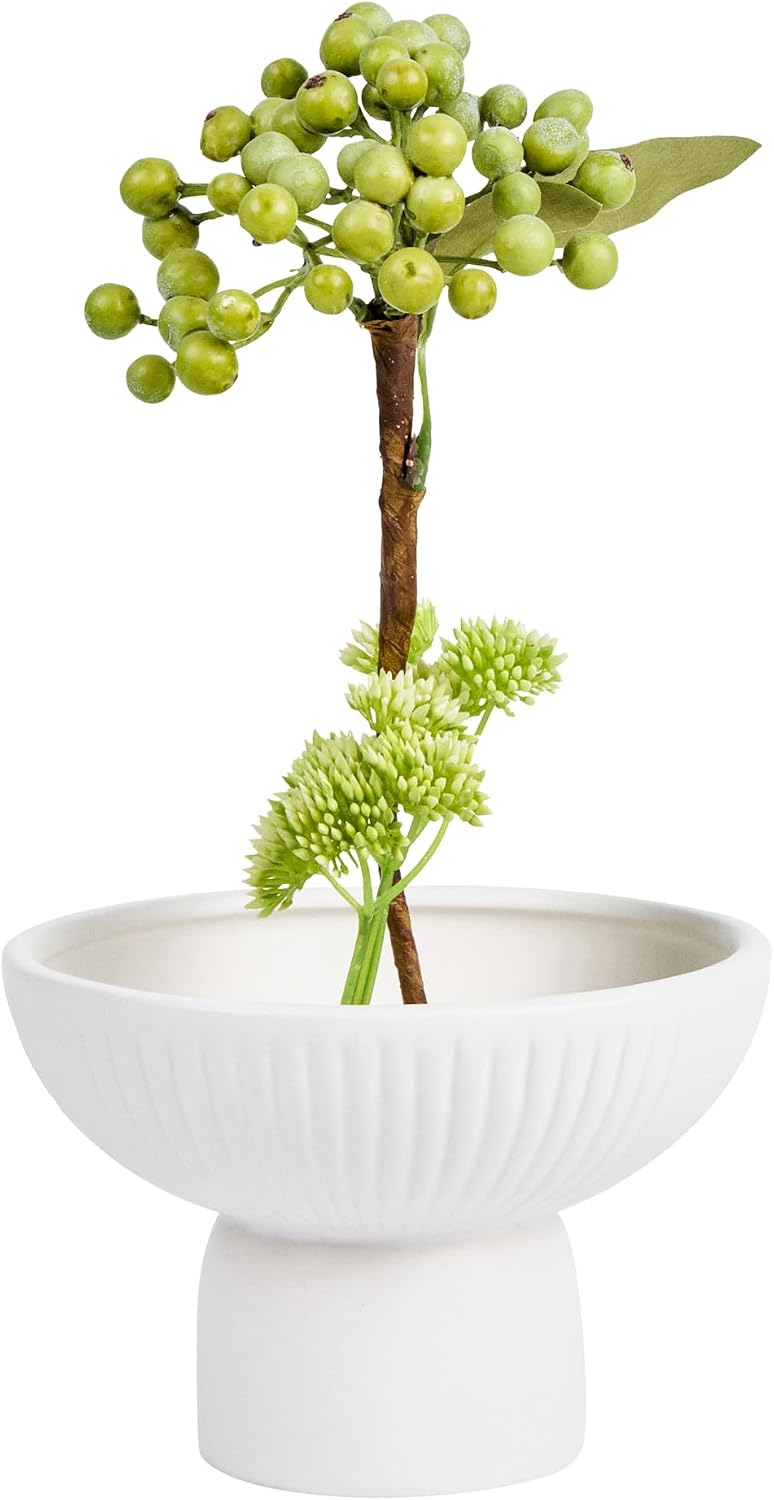 Table Art Flower Vase / White / Pedestal, 6