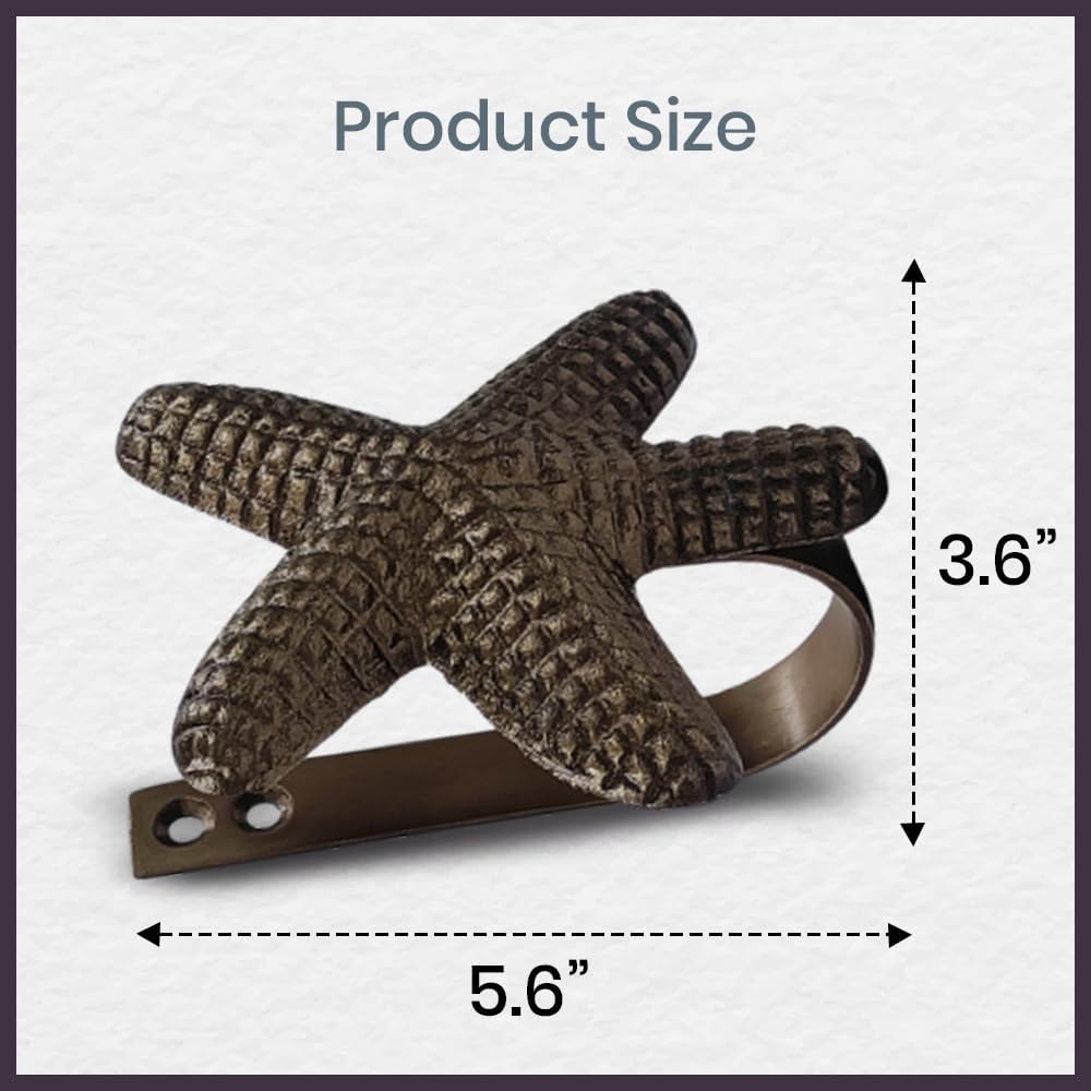 The Metal Magician Metal Nautical Starfish Curtain Holdback & Curtain Holder for Home, Bedroom & Office (Starfish