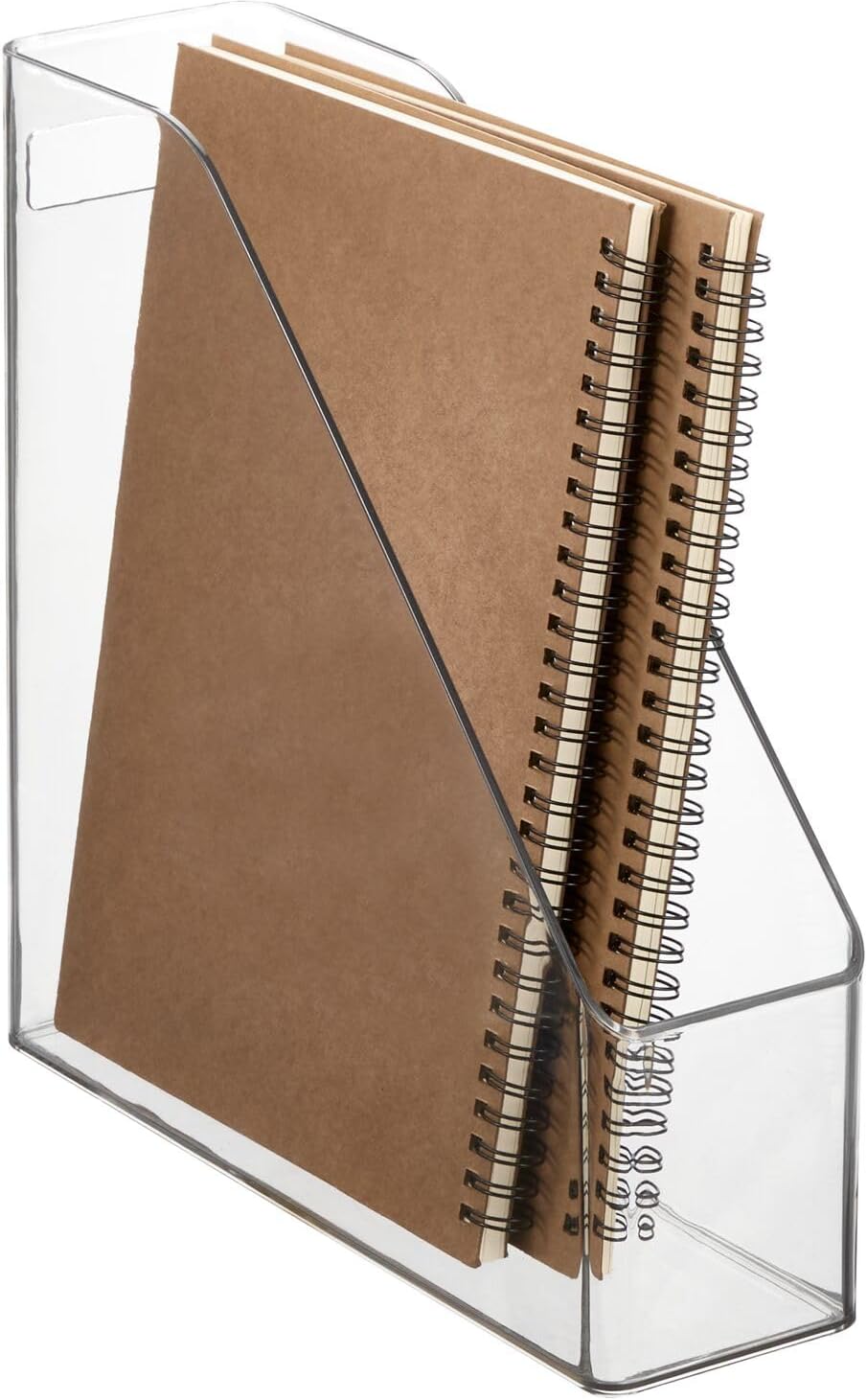 mDesign Plastic Slim Vertical File Folder Storage Organizer Bin with Handle - Hold Notebooks, Binders, Envelopes