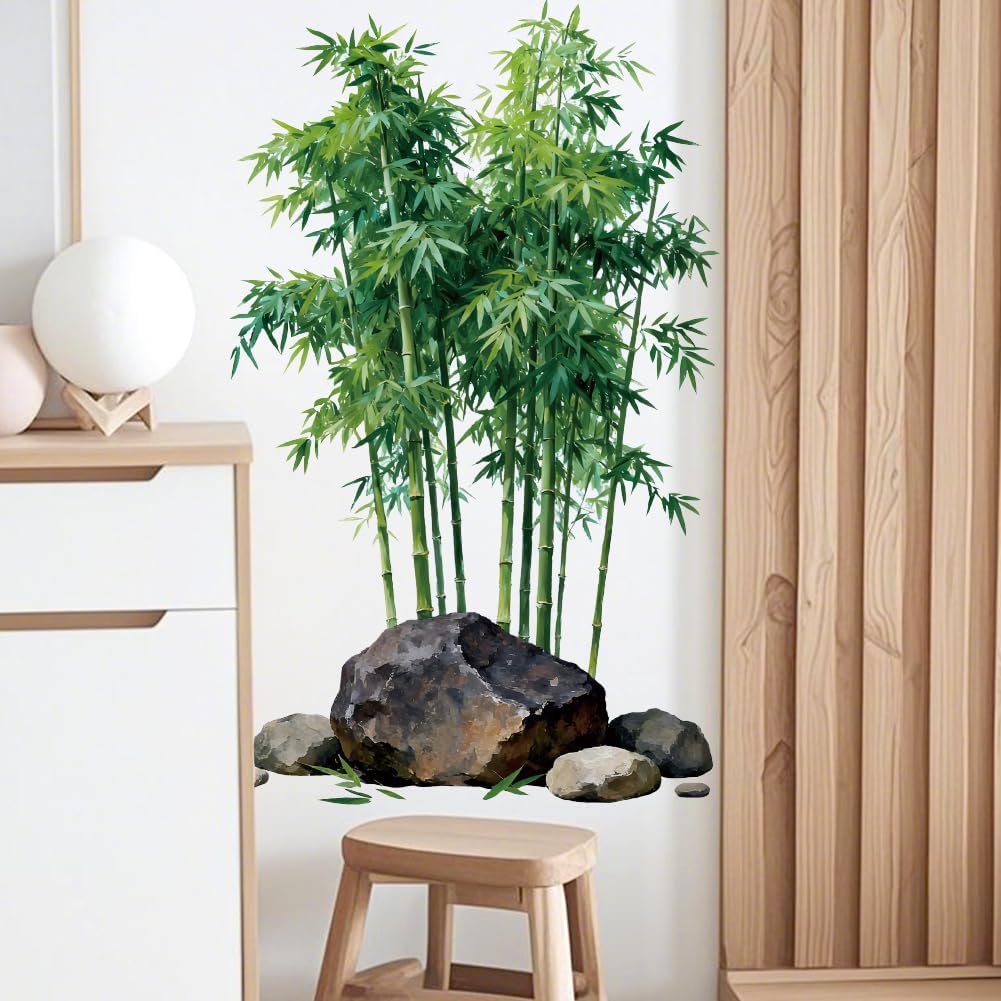 Wall Stickers Decals Decor Removable Peel and Stick / Bamboo and Stone / 15 x 23.6