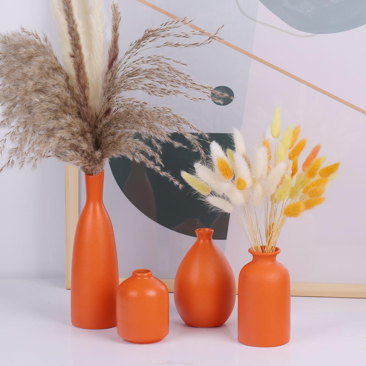 Orange Ceramic Bud Vases / Orange Set / Set of 4