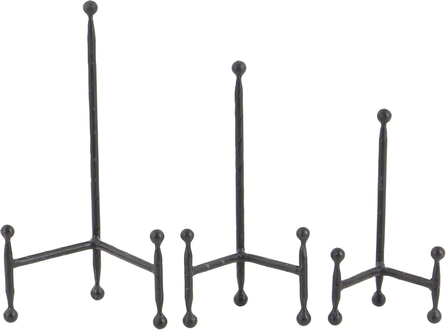 Deco 79 Metal Display Easel Tabletop Easel with Ball Details, Set of 3 Display Stand 12", 10", 8"H, Black