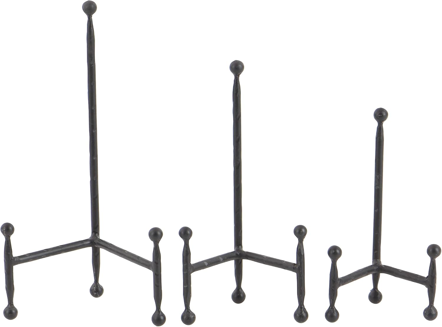 Deco 79 Metal Display Easel Tabletop Easel with Ball Details, Set of 3 Display Stand 12", 10", 8"H, Black