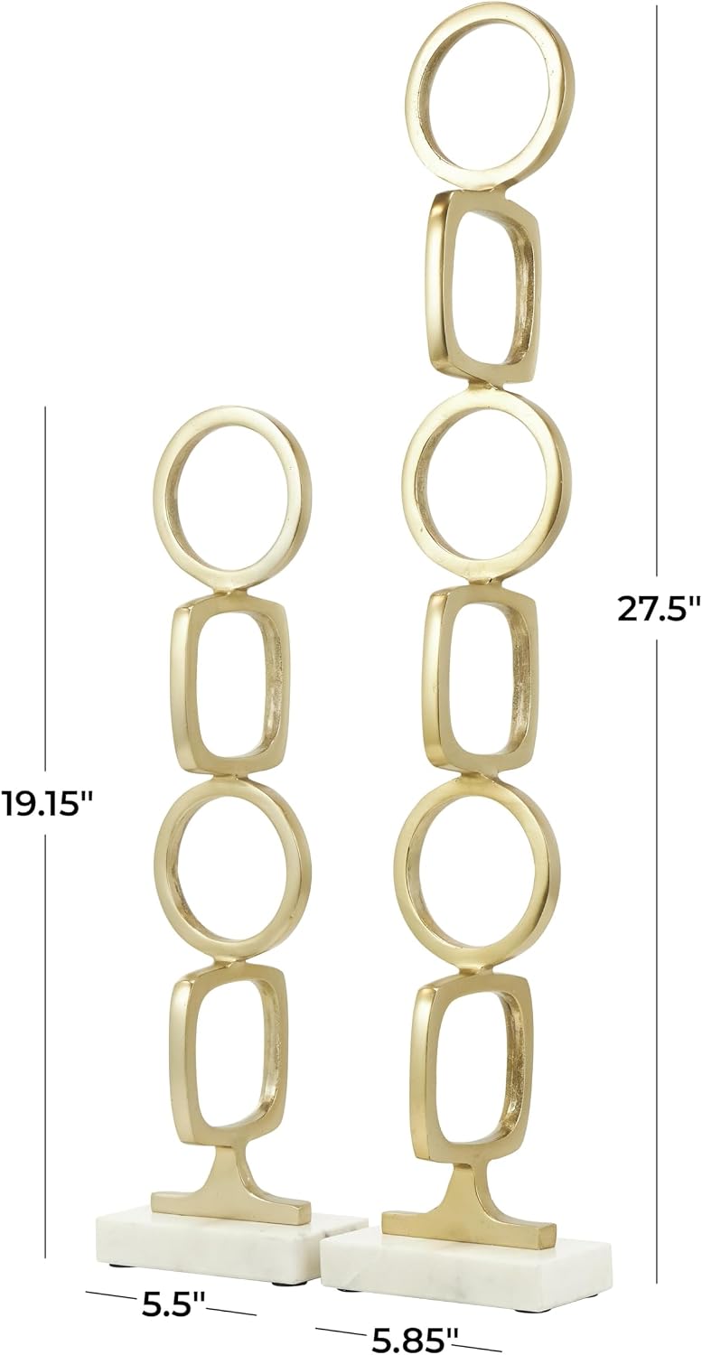 Aluminum Metal Abstract Decorative Sculpture Stacked Geometric Rings Home Decor Statues / Gold