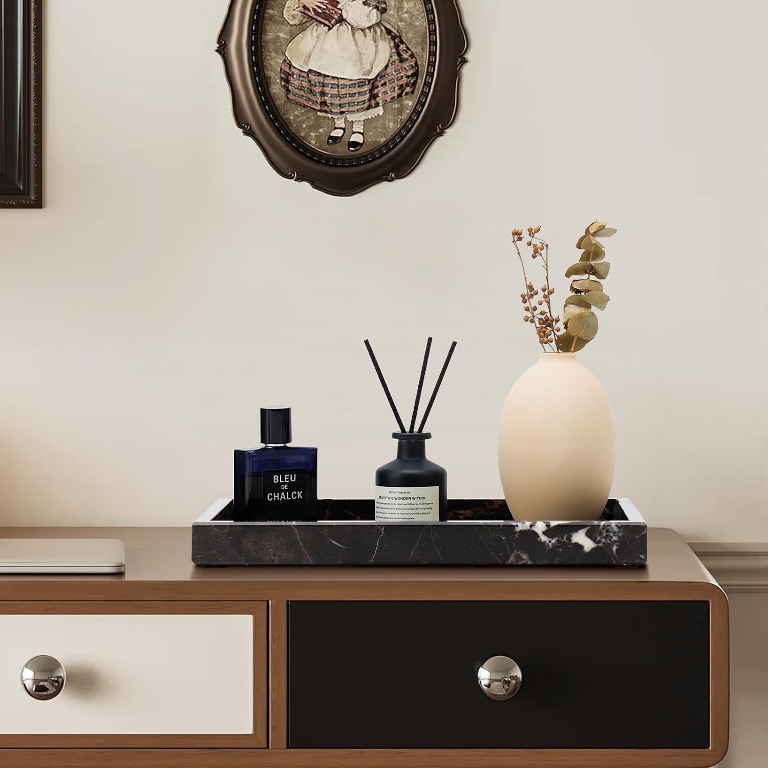 Real Natural Marble Tray / Brown / 12 x 8 x 1.2