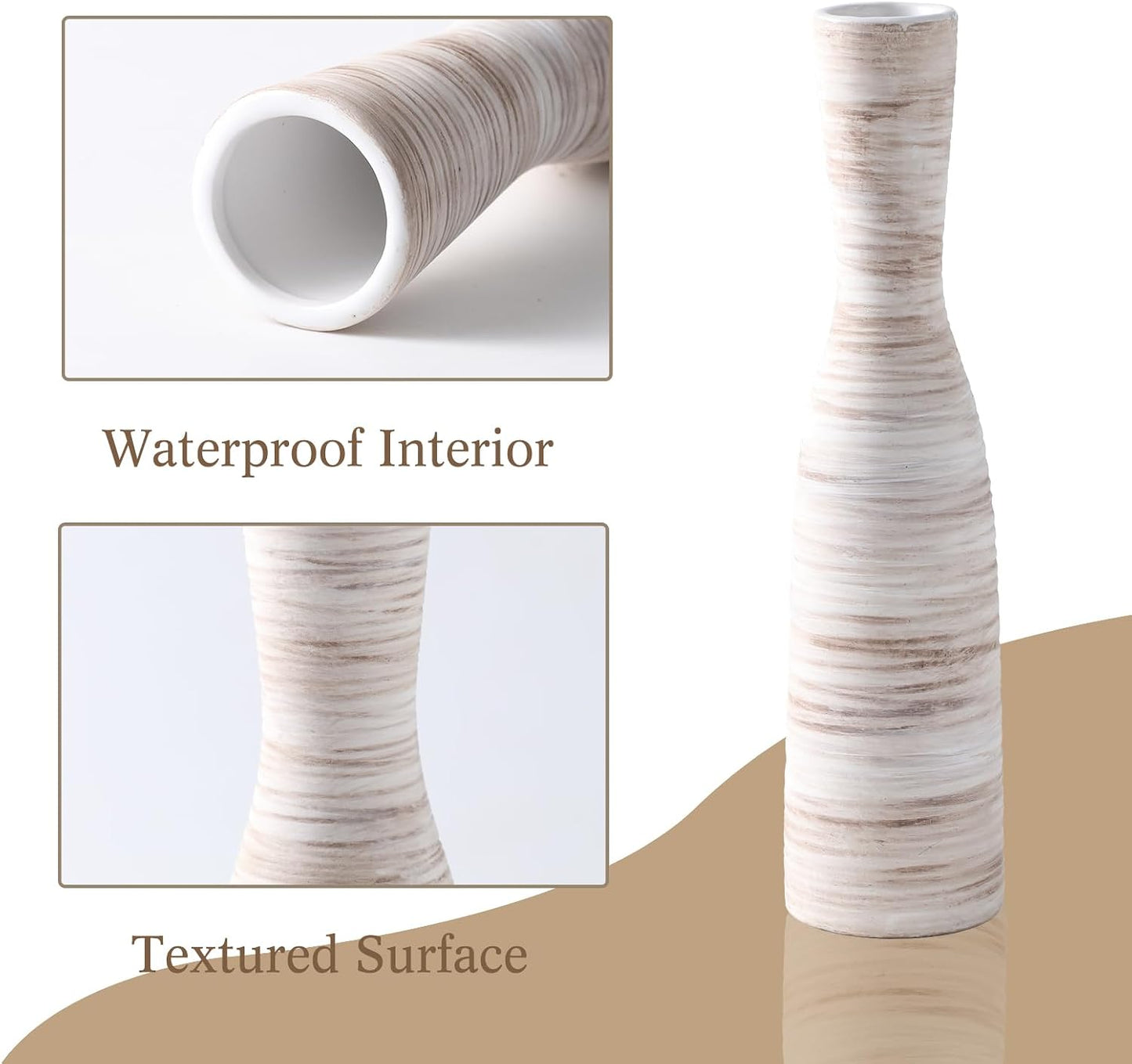 16" Tall Floor Vase for Pampas Grass / Bow-white-16