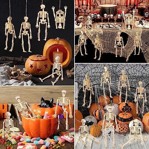 12 Pcs Mini Skeleton Figurines, Small Tiny Skeletons for Crafts, Halloween Party Decorations Supplies